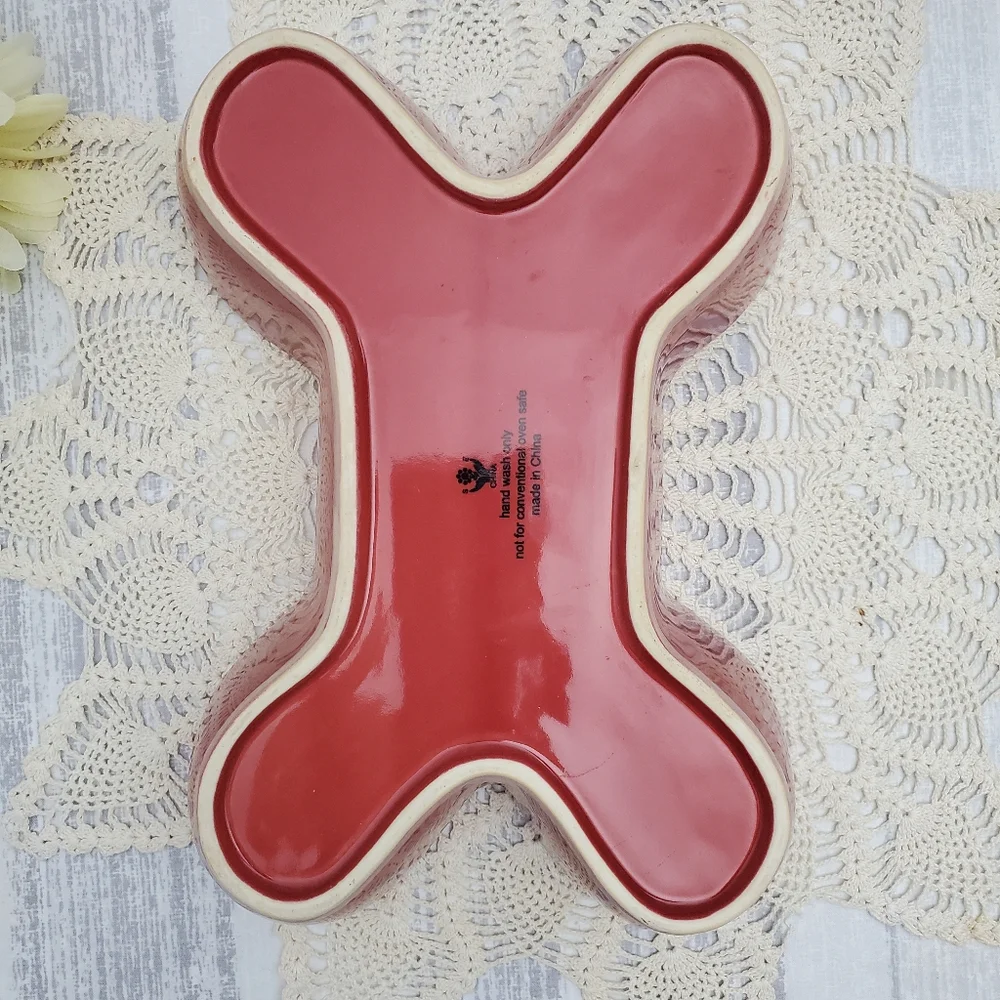 Bone Shape Dog Bowl Feeder Large